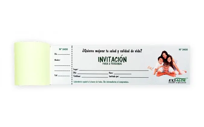 Talonario de invitaciones Exialoe