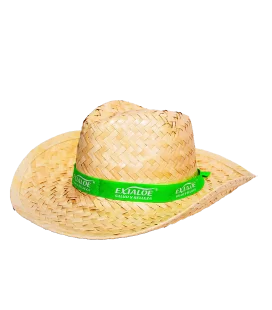Chapéu de palha com fita verde