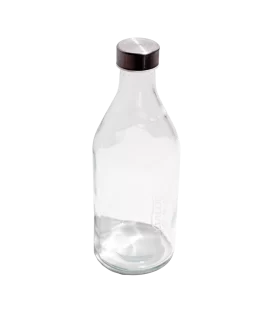 Glass bottle with steel cap